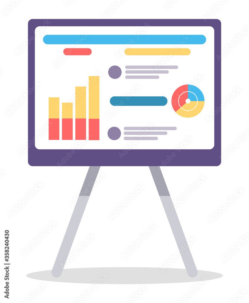Poster board with information on it isolated on white background. financial diagrams for business report or