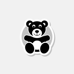 Teddy bear sticker icon isolated on gray background 