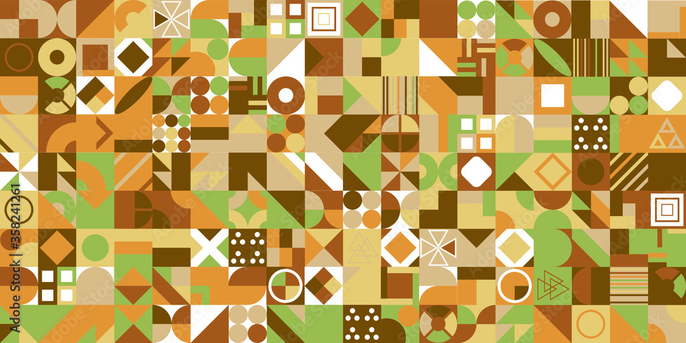 Poster retro pattern of different shapes. colorful vector mosaic backdrop. geometric hipster retro backgrou