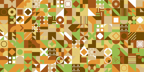 Retro pattern of different shapes. Colorful vector mosaic backdrop. Geometric hipster retro background