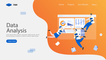 Data Analysis Process Vector Illustration Concept, Suitable for web landing page, ui, mobile app, editorial design, flyer, banner, and other related occasion