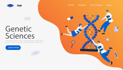 Genetic Sciences Vector Illustration Concept, Suitable for web landing page, ui, mobile app, editorial design, flyer, banner, and other related occasion