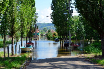 Flooded road to home after heavy rains