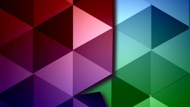 Background of colorful triangles flipping one by one in semless motion.