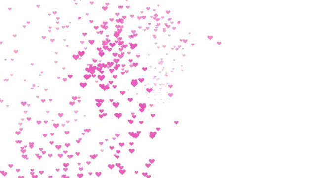 Pink Heart Particle Shower White Background