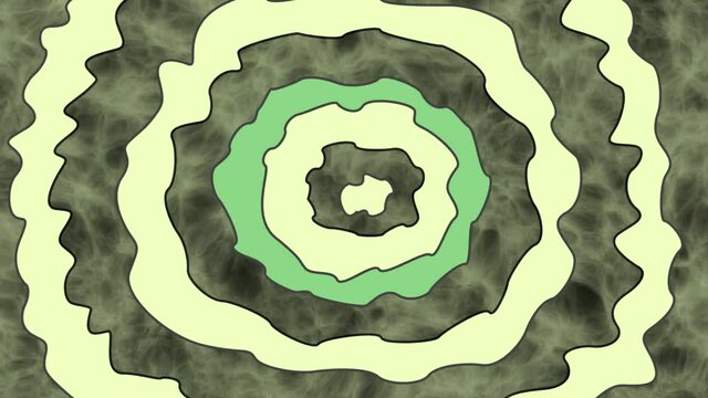 Seamless loop background with wavy circles twiling and forming hypnotic tunnel.