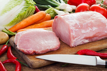 raw meat with vegetables