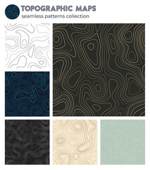 Topographic maps. Authentic isoline patterns, seamless design. Awesome tileable background. Vector illustration.