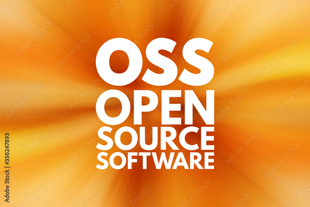 Poster oss - open source software acronym, technology concept background