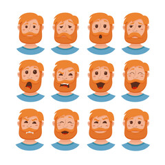 Beard men facial expression