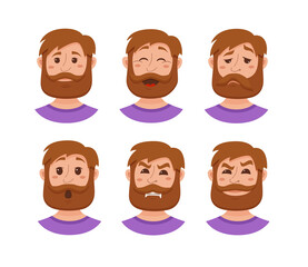 Beard men facial expression
