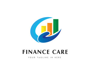 Hand safe care finance solution symbol logo design illustration