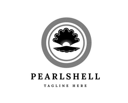 Circle pearl shell luxury jewelry fashion logo symbol design illustration