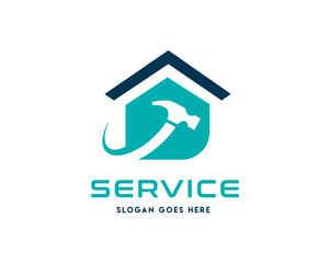 Abstract home service symbol logo design illustration