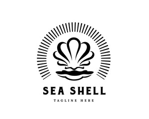 elegant Circle Sea Shell fashion symbol logo design illustration