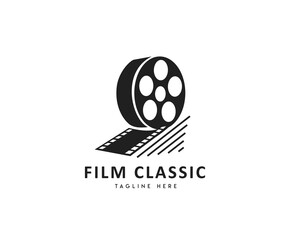 Film roll classic logo symbol design illustration