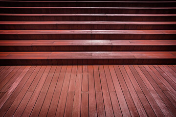 Dark brown wooden staircase and wooden floor.