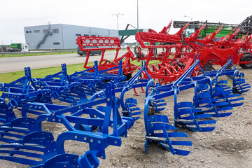 The colorful agricultural equipment - harrows