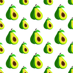 Seamles  Avocado fruit pattern, Vector illustration.