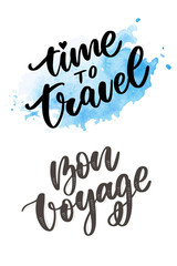 Travel life style inspiration quotes lettering. Motivational typography. Calligraphy graphic design element. Collect moments Old ways wont open new doors. Lets go explore. Every picture tells a story