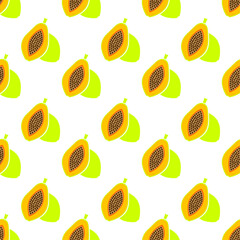 Seamles papaya fruit pattern, Vector illustration.