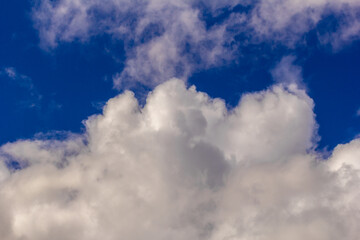 Light cumulus clouds in the blue sky