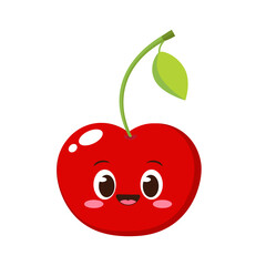 Cute happy red cherry character