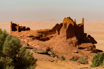 Red ochre color formation in Timimoun, Adrar Province,  Algeria.