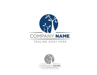 Tree logo concept of a stylized vector tree with leaves and branches, with space for text. Ecological logotype tree