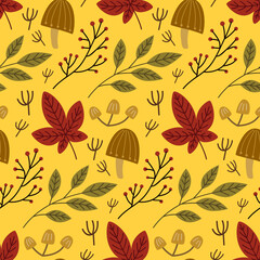 autumn leaves seamless background, vector illustration