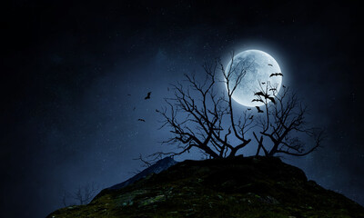 Spooky night image . Mixed media