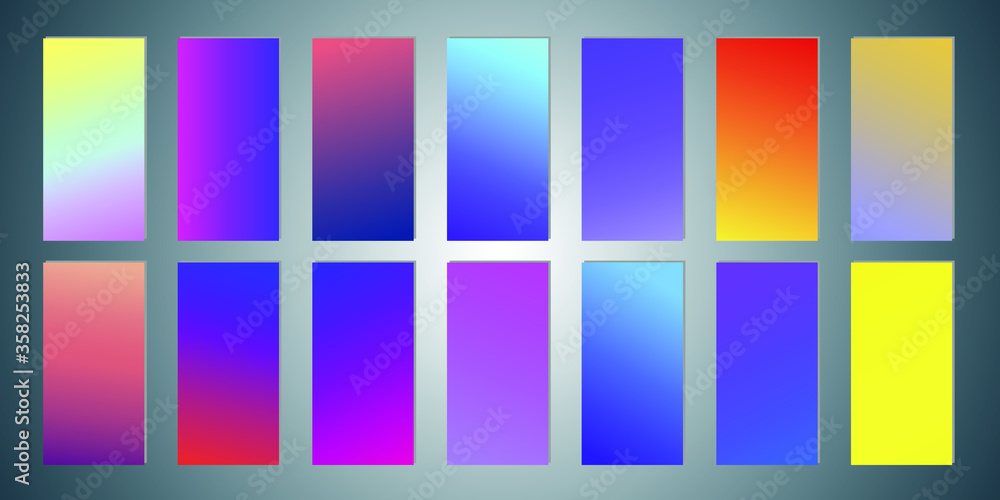 Poster set of abstract gradient banners. minimal style color background. template for wallpaper, mobile app