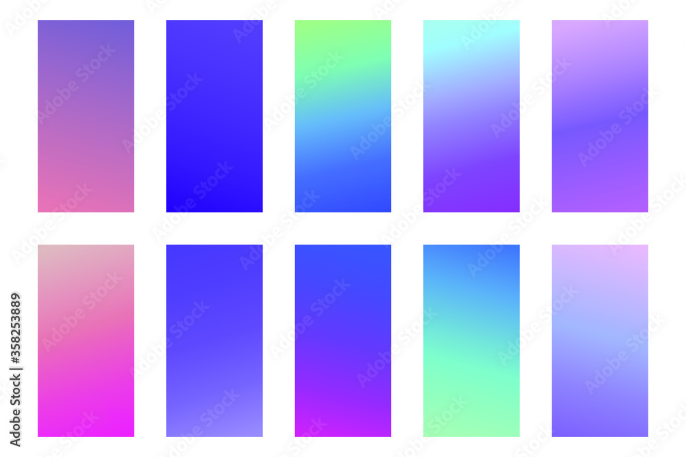 Poster set of abstract gradient banners. minimal style color background. template for wallpaper, mobile app