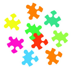 Colorful puzzles closeup isolated on white background

