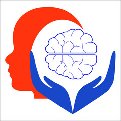 Vector isolated illustration of Cerebrum in man head. Human brain components detailed anatomy. Medical infographics for poster, educational, science and medical use. Sagittal view of the brain

