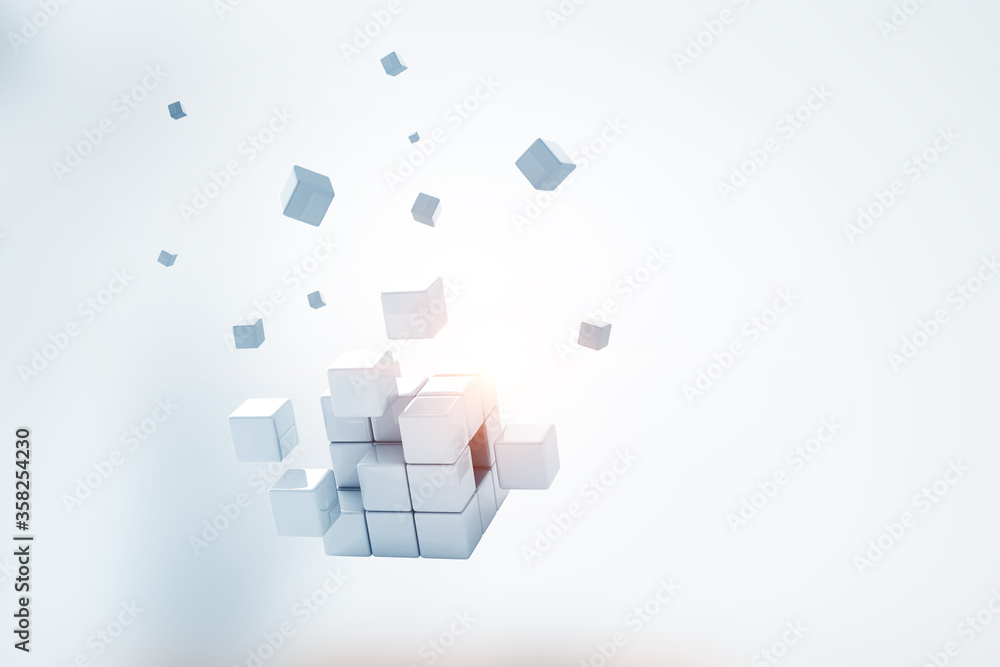 Aufkleber floating shiny cube network . mixed media