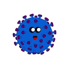 Virus in kawaii style. Isolated on white background. COVID-19. Children's illustration. Cartoon style. 