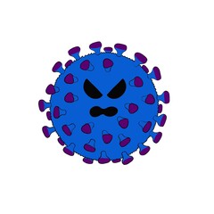 Virus in kawaii style. Isolated on white background. COVID-19. Children's illustration. Cartoon style. 