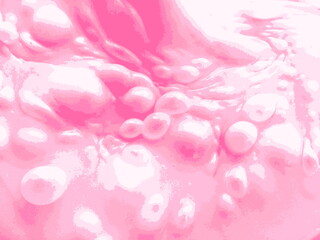 Abstract pink liquid texture surface with bubbles background. Vector illustration.