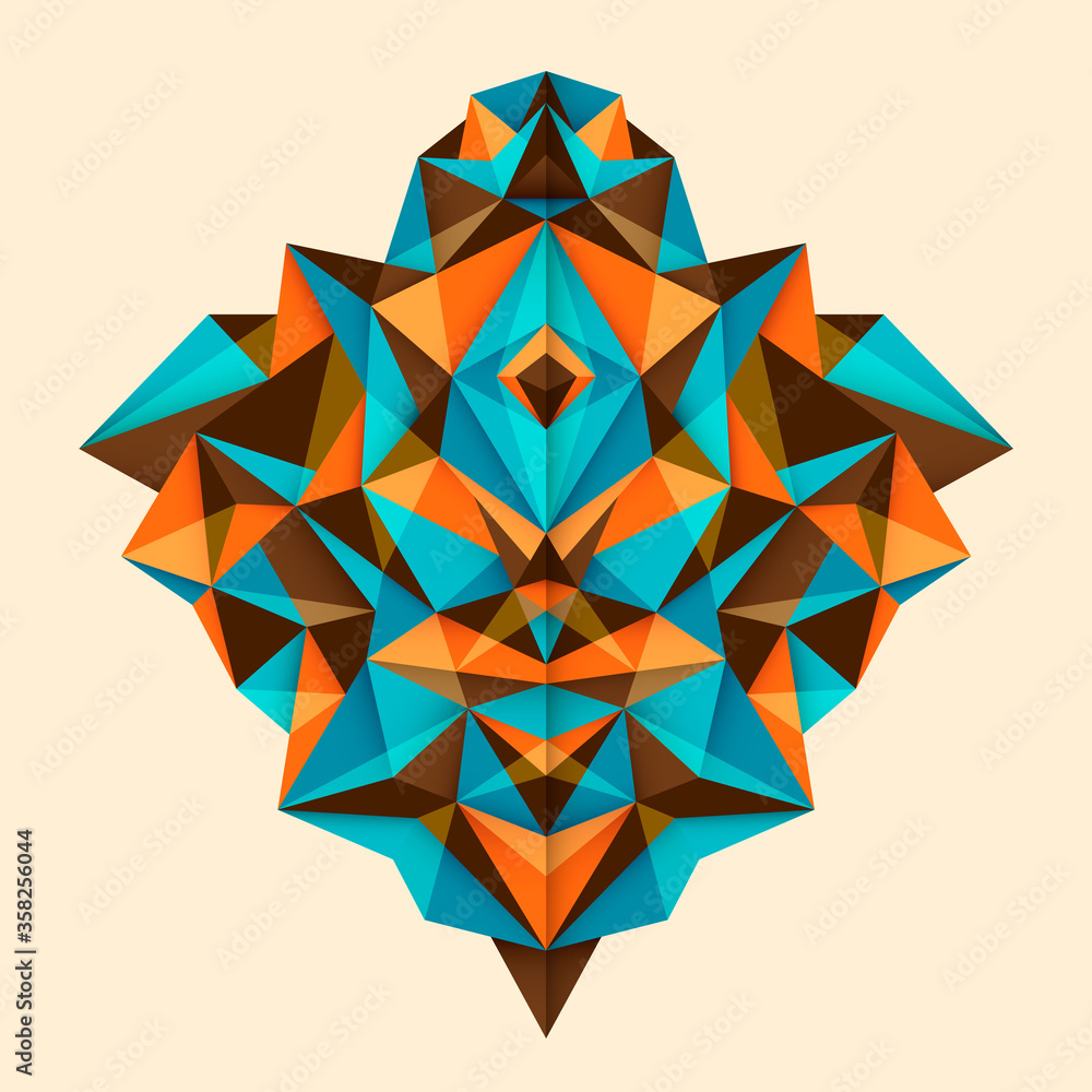 Poster abstract style angular object, made of designed geometric shapes in color. vector illustration.