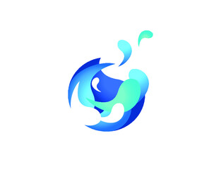 Creative vector logo of a water splash icon. Swirl Wave Logo.