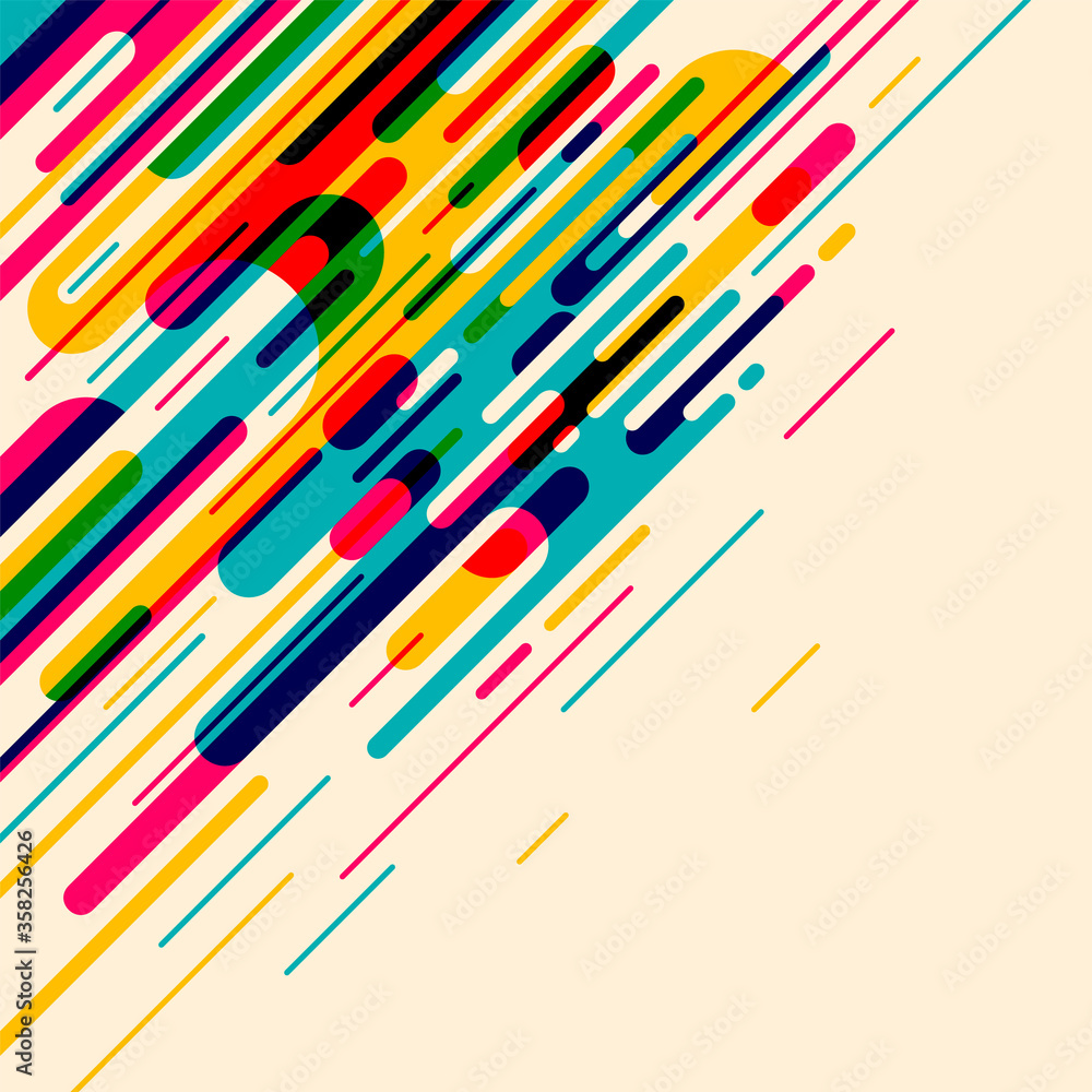 Poster colorful abstract background with composition made of various rounded shapes and lines. vector illus