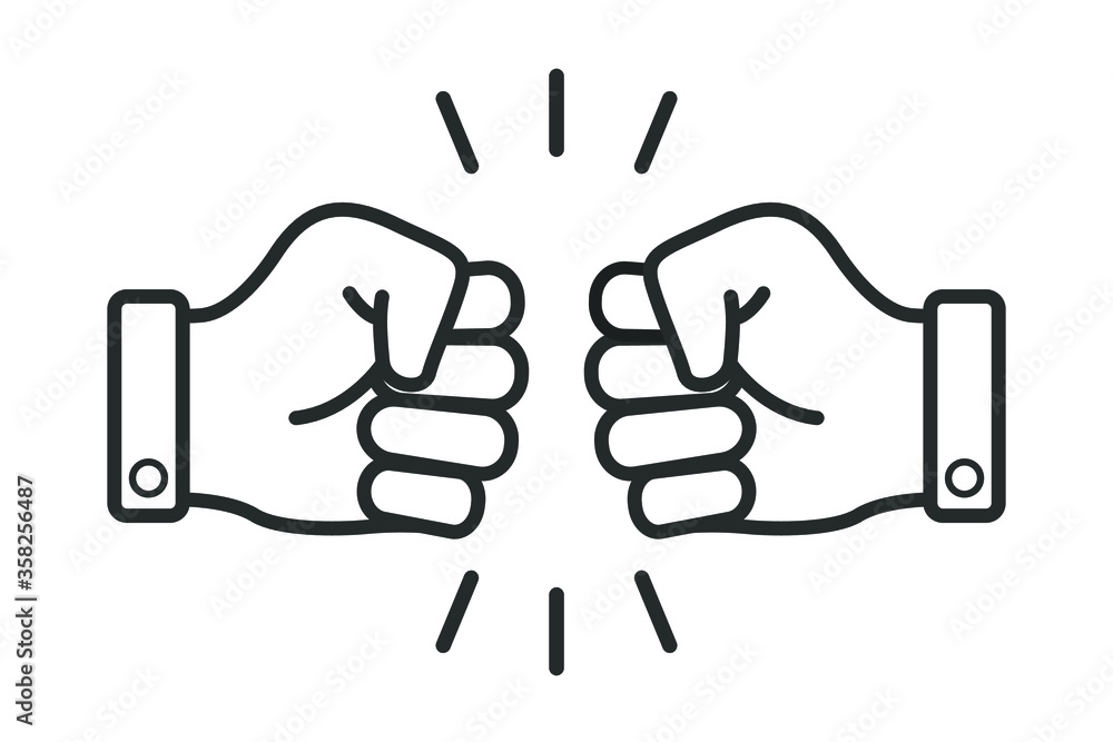 Aufkleber bro fist bump or power five pound line art vector icon for apps and websites464 bro fist bump or pow