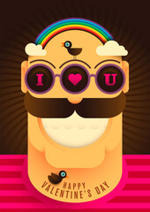 Comic Valentine's day background. Vector illustration.