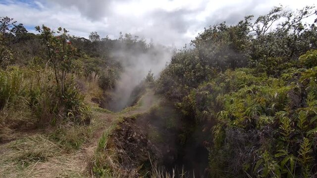 Haleakala National Park Hawaii steam coming out of volcano