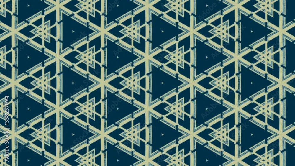 Poster graphic mesh effect in rotation motion on blue background