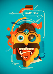 Conceptual illustration with abstract comical character. Vector illustration.