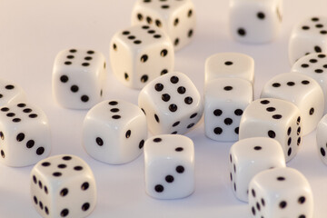 Group of dice on a white background