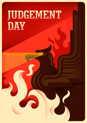Conceptual poster in retro style design, with mighty eagle illustration, fire and headline. Vector illustration.