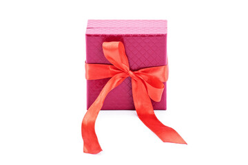 Red gift box and red bow ribbon